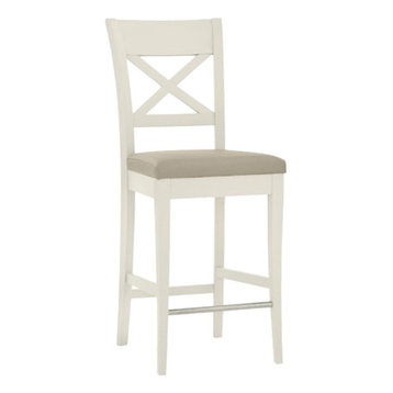 Montreux Soft Grey Painted Bar Stool X Back, Antique White