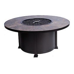 OW Lee 54" Santorini Tile Fire Pit with Glass - Rustic Slate - Fire Pits