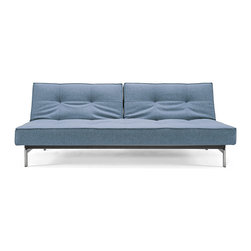 "Innovation" Splitback Mixed Dance Light Blue Sofa Bed / Stainless Steel Legs - Futons