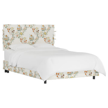 Bern Queen Slipcover Bed With Ties, Lucinda Floral Harvest