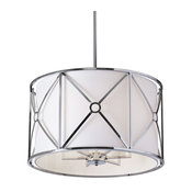 Cruz 6-Light Flush Mount, Metal Cage With White Shade, Polished Chrome