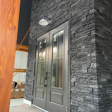Stacked Stone Front Entry with Iron Ore Stacked Stone