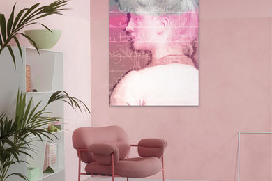 Abstract feminine art. Beautiful pink bedroom wall art.