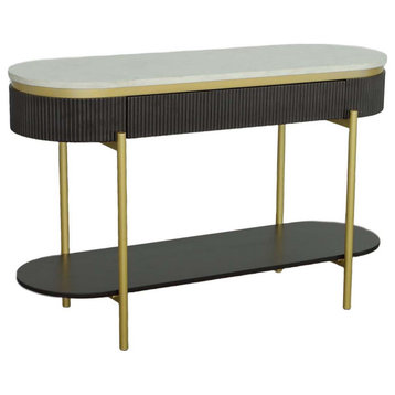 Deco District Sofa/Console Table, Black/Faux Marble/Gold