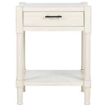 Bertie 1 Drawer Accent Table, Distressed White
