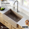 Karran 34" Quartz Farmhouse Single Bowl Workstation Kitchen Sink, Concrete