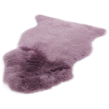 Eclectic Sheepskin Single 2'x3' Rug, Purple Quail