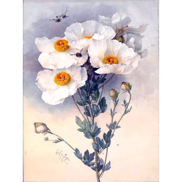 Tile Mural Still Life Of White Flowers By Paul De Longpre, 6"x8", Glossy