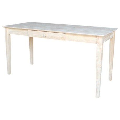 Unfinished Solid Wood Writing Desk With Drawer