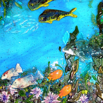 Pacific Coast Underwater Scene in Glass