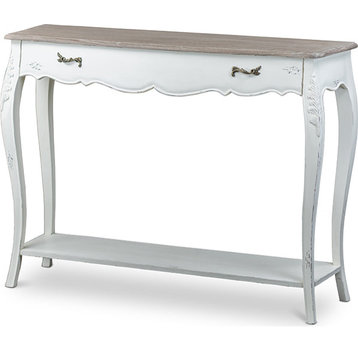 Bourbonnais Traditional French Console Table - White, Light Brown