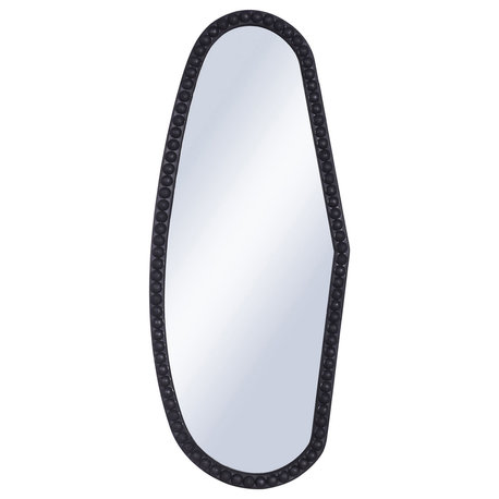 Mirror With Organic Shape And Knob Frame Matte Black Finish