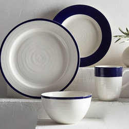 BANDED RIM DINNERWARE, SET OF 4 - NAVY - Dinnerware Sets