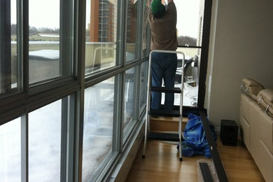 Sliding Solar Screen Panels for a 21 ft floor to ceiling window