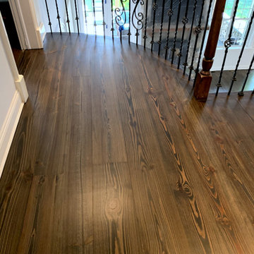 GREAT RIVER:  WIDE PLANK HEART PINE REFINISHED W/ CUSTOM STAIN & BONA TRAFFIC HD
