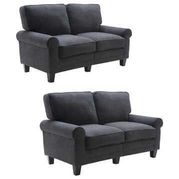 Home Square 2 Piece Polyester Fabric Loveseat Set in Charcoal