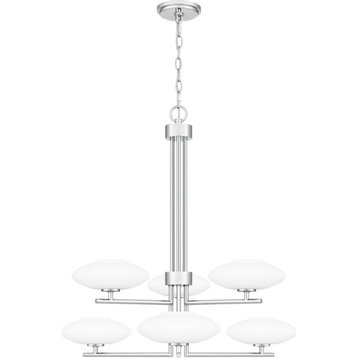 Quoizel Chenal 6 Light Chandelier, Polished Chrome/Opal Etched, QCH5577C