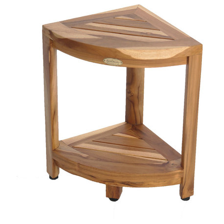 Ecodecors Earthyteak Corner Teak Shower Stools or Shelf, 12"x12"x18"