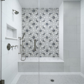 Guest Bathroom Walk-in Shower with Mosaic Tile