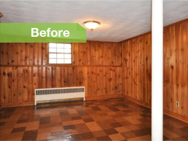 Traditional  Knotty to Nice: Painted Wood Paneling Lightens a Room's Look