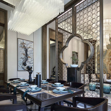Living Room Divider, Stainless Steel Screen, Titanium Hairline Room Divider