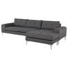 Marion Sectional, Dark Gray Tweed Seat Brushed Stainless Legs
