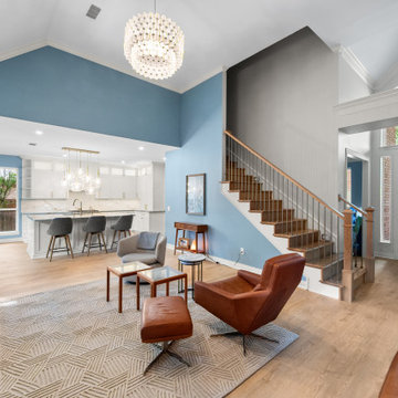 Living room wide angle with staircase