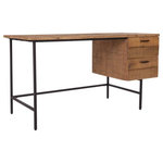 Kosas Home - Industrial 2 Drawer Desk in Natural by Kosas Home - Reclaimed pine wood infuses the classic lines of this desk with one-of-a-kind character while creating a timeless look that suits any decor. Two drawers keep your workspace clutter-free while the black iron frame adds a touch of robust industrial style.