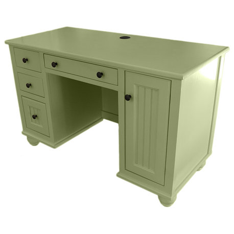 Modern Coastal Desk with CPU Storage, Summer Sage