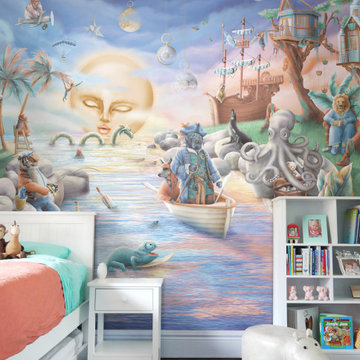 Pooch Pirates In Paradise Kids Tropical Island Jungle Wallpaper Wall Mural