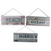 Wooden Ocean Beach And Harbour Sign, Set of 3, 16"