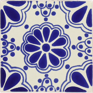 Handmade Tierra y Fuego Ceramic Tile, Blue Lace, Set of 9