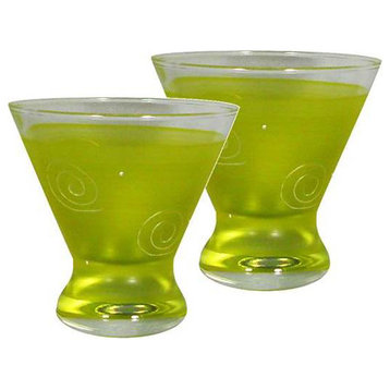 Frosted Curl Yellow Cosmopolitan Glasses, Set of 2