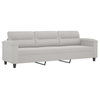 vidaXL Couch 3-Seater Sofa Couch with Footstool Light Gray Microfiber Fabric