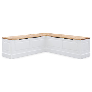 Riverbay Furniture Backless Wood Two Tone Breakfast Nook in Natural and White
