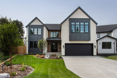 Inspiration for a transitional exterior home remodel in Edmonton