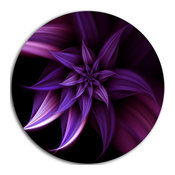Fractal Flower Purple, Floral Digital Art Disc Metal Artwork, 11"