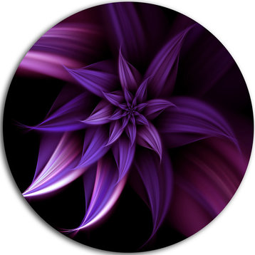 Fractal Flower Purple, Floral Digital Art Disc Metal Artwork, 23"