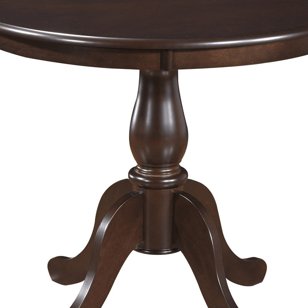 36" Espresso Brown Round Turned Pedestal Base Wood Dining Table ...