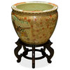 16" Hand-Painted Satsuma Design Fishbowl, Without Stand
