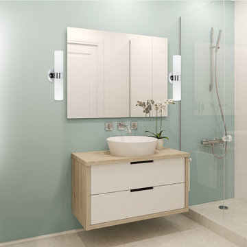 Champagne 2-Light Exclusive Vanity, Chrome Finish, White Opal Glass