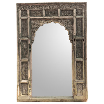 Consigned Large Old India Doorway Mirror 1