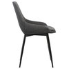 Mia Contemporary Dining Chair With Black Powder Coated Metal Legs, Charcoal