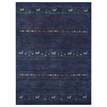 Hand Knotted Loom Wool Area Rug Contemporary Blue, [Runner] 2'6''x10'