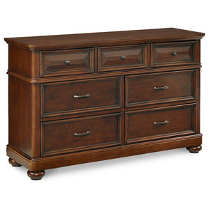 Kalani 6 Drawer Double Wide Dresser Kd Chestnut Finish