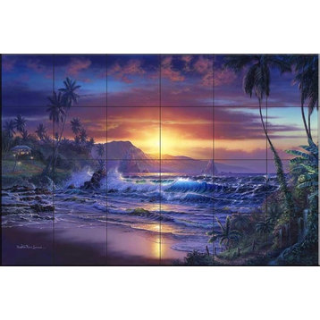 Tile Mural Kitchen Backsplash - Maui Daybreak-CRL - by Christian Riese Lassen
