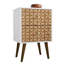 Manhattan Comfort Liberty Nightstand 2.0 In White and 3D Brown Prints 204AMC67