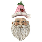 Red Carpet Studios - Tree Face Gnome Ladybug - Ladybugs for luck atop this Gnome Tree face with pink hat.   Sculpted in detail and hand painted.  Easy to hang.