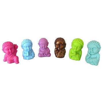Pocket Buddha Figurine Toy Faith Peace Happiness Wisdom Love Harmony 6 Set