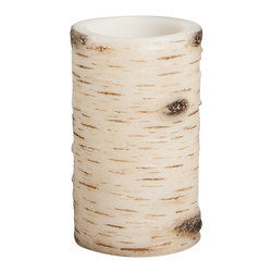 4 inch x 6 inch birch wax flameless LED pillar candle - White Birch - Candles